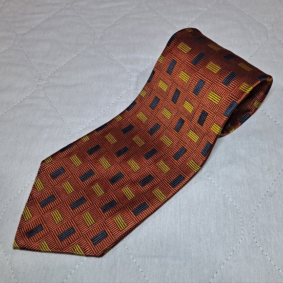 Jos. A Bank Corporate Collection 💯 Silk Necktie Woven 58"x4" Orange/Black/Gold - Picture 4 of 9